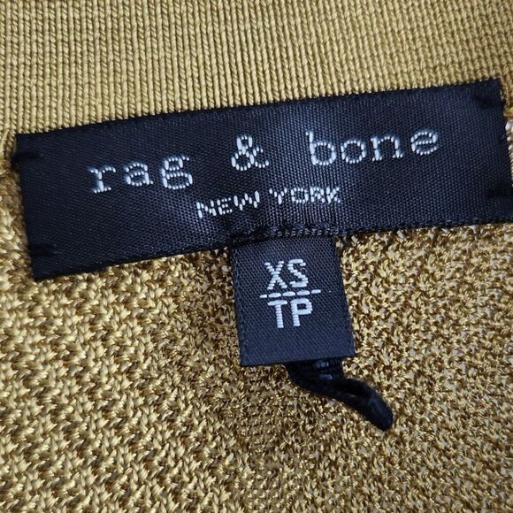 RAG & BONE Pacey Knit Polo Sweater Bodysuit XS Chartreuse Button Up Collar - Picture 7 of 7